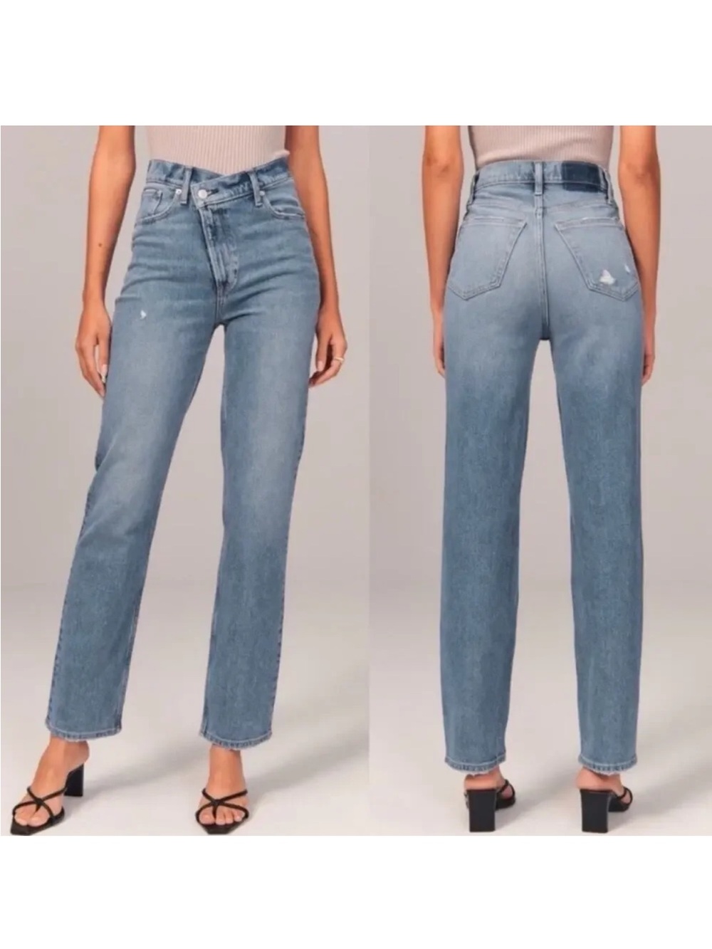 ABERCROMBIE AND FITCH The 90s Straight Ultra High Rise Womens 0R Blue Wash Criss